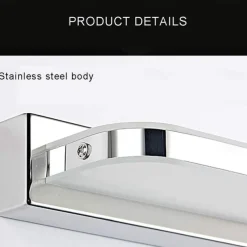 LED Vanity Light Mirror Front Lamp Stainless Steel Mirror Headlight 28.3in 16W Led Bathroom Makeup Lamp Moistureproof Simple Acrylic