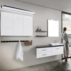 LED Vanity Light Mirror Front Lamp Stainless Steel Mirror Headlight 28.3in 16W Led Bathroom Makeup Lamp Moistureproof Simple Acrylic