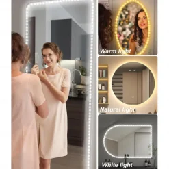 LED Vanity Mirror Light Kit 2-5 Meters Bendable without Cutting Vanity Table Vanity Mirror Dressing Room Dimmable Flexible Strip Kit with Dimmer and Power Supply Mirror not Included