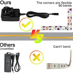 LED Vanity Mirror Light Kit 2-5 Meters Bendable without Cutting Vanity Table Vanity Mirror Dressing Room Dimmable Flexible Strip Kit with Dimmer and Power Supply Mirror not Included