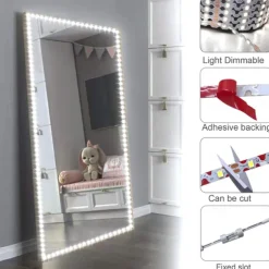 LED Vanity Mirror Light Kit 2-5 Meters Bendable without Cutting Vanity Table Vanity Mirror Dressing Room Dimmable Flexible Strip Kit with Dimmer and Power Supply Mirror not Included