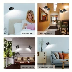 LED Wall Lamp, Wall Lamp With Up And Down Light Source, Wall Lamp With Rechargeable Spherical 360° Rotating Magnetic Ball, Support Remote Control, Wireless Wall Lamp For Reading Study Bedside