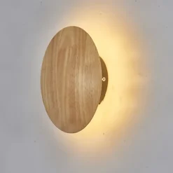 LED Wall Light Bedroom Bedside Lamp Round Design Wood for Living Room Background Wall Modern Corridor Balcony Study Creative Light Luxury Wall Lamp