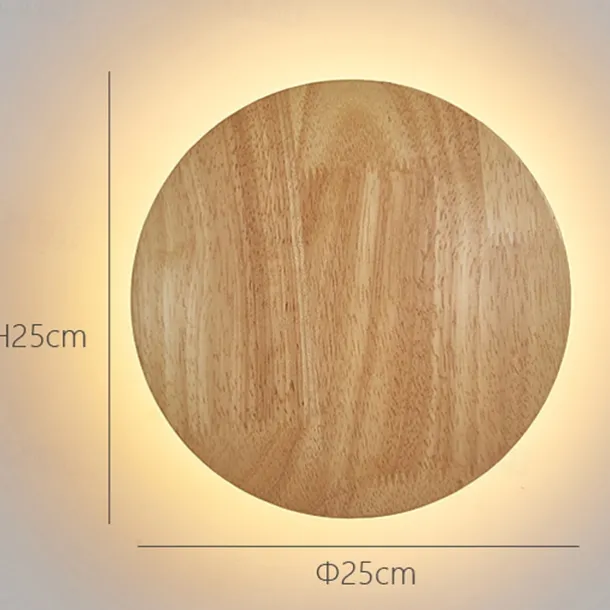 LED Wall Light Bedroom Bedside Lamp Round Design Wood for Living Room Background Wall Modern Corridor Balcony Study Creative Light Luxury Wall Lamp