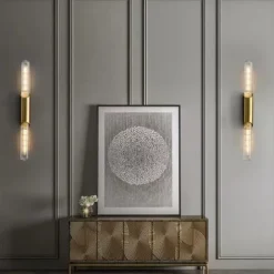 LED Wall Light Copper Glass Indoor Wall Lights Modern Minimalist Style Aluminum Living Room Bedroom Corridor Wall Light 110-240V