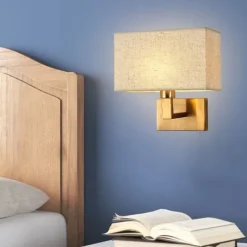 LED Wall Light Modern Cloth Fabric Shade Double Arm Wall Lamps Bedside Wall Lights Metal Sconce 110-240V