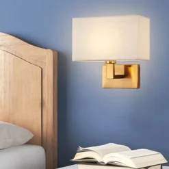 LED Wall Light Modern Cloth Fabric Shade Double Arm Wall Lamps Bedside Wall Lights Metal Sconce 110-240V