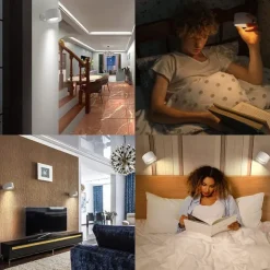 LED Wall Mounted Reading Lights Wall Sconces with 3 Color Temperatures & 3 Brightness Levels Rechargeable Battery Magnetic Ball 360Rotation Touch Control Lamps for Kids Study Bedside Closet