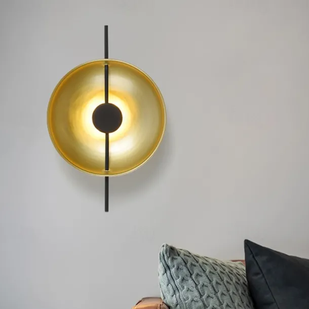 LED Wall Sconce Copper Circle Design Indoor Wall Light Fixtures for Living Room Bedroom 3000K E26 Metal Bathroom Lighting