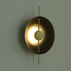 LED Wall Sconce Copper Circle Design Indoor Wall Light Fixtures for Living Room Bedroom 3000K E26 Metal Bathroom Lighting