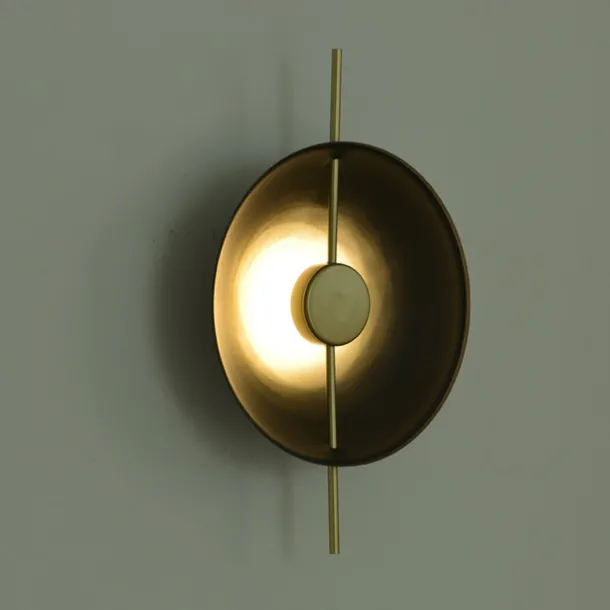 LED Wall Sconce Copper Circle Design Indoor Wall Light Fixtures for Living Room Bedroom 3000K E26 Metal Bathroom Lighting