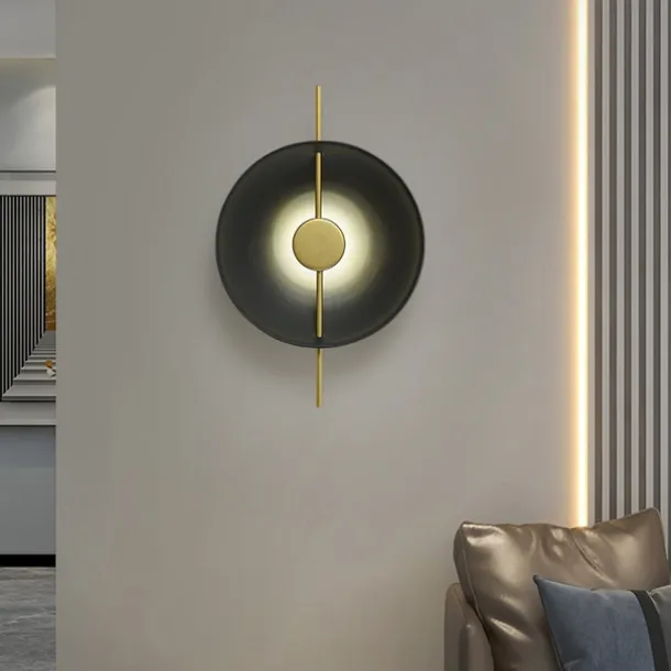 LED Wall Sconce Copper Circle Design Indoor Wall Light Fixtures for Living Room Bedroom 3000K E26 Metal Bathroom Lighting