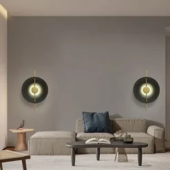 LED Wall Sconce Copper Circle Design Indoor Wall Light Fixtures for Living Room Bedroom 3000K E26 Metal Bathroom Lighting