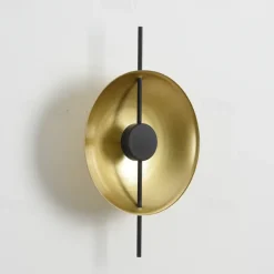 LED Wall Sconce Copper Circle Design Indoor Wall Light Fixtures for Living Room Bedroom 3000K E26 Metal Bathroom Lighting