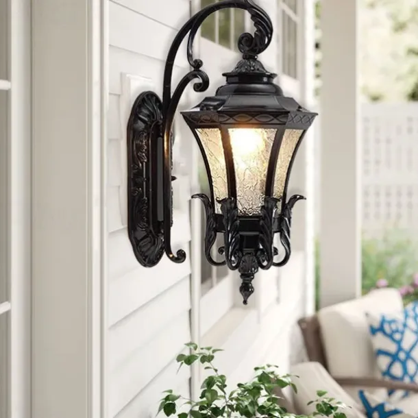 LED Wall Sconce Lighting Fixture Antique Wall Sconce Lantern External Waterproof Rustproof Aluminum Glass Lantern Wall Lamp Lantern Courtyard Garden Balcony Villa Decorative Lights