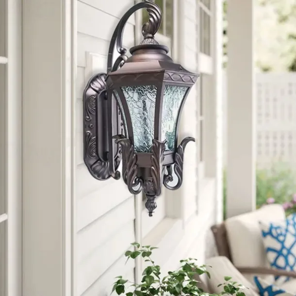 LED Wall Sconce Lighting Fixture Antique Wall Sconce Lantern External Waterproof Rustproof Aluminum Glass Lantern Wall Lamp Lantern Courtyard Garden Balcony Villa Decorative Lights