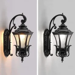 LED Wall Sconce Lighting Fixture Antique Wall Sconce Lantern External Waterproof Rustproof Aluminum Glass Lantern Wall Lamp Lantern Courtyard Garden Balcony Villa Decorative Lights