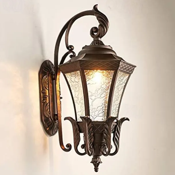 LED Wall Sconce Lighting Fixture Antique Wall Sconce Lantern External Waterproof Rustproof Aluminum Glass Lantern Wall Lamp Lantern Courtyard Garden Balcony Villa Decorative Lights