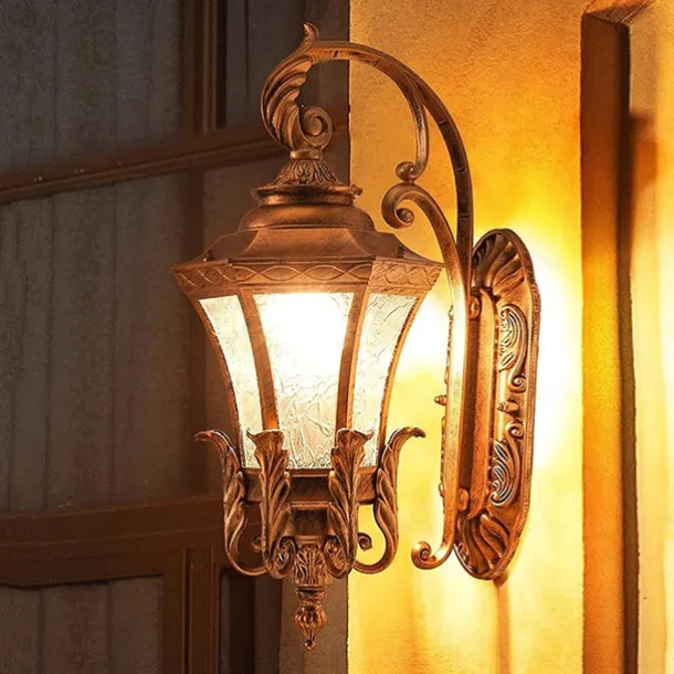 LED Wall Sconce Lighting Fixture Antique Wall Sconce Lantern External Waterproof Rustproof Aluminum Glass Lantern Wall Lamp Lantern Courtyard Garden Balcony Villa Decorative Lights