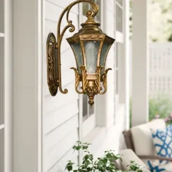 LED Wall Sconce Lighting Fixture Antique Wall Sconce Lantern External Waterproof Rustproof Aluminum Glass Lantern Wall Lamp Lantern Courtyard Garden Balcony Villa Decorative Lights