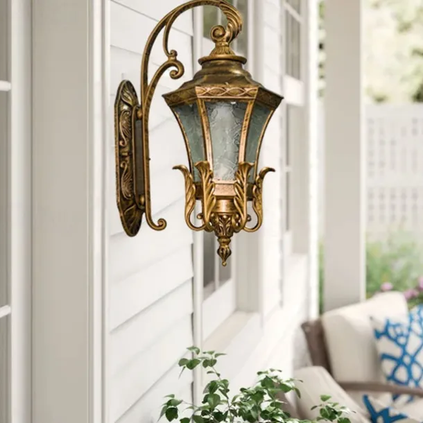 LED Wall Sconce Lighting Fixture Antique Wall Sconce Lantern External Waterproof Rustproof Aluminum Glass Lantern Wall Lamp Lantern Courtyard Garden Balcony Villa Decorative Lights