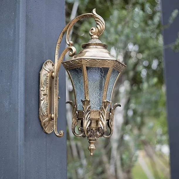LED Wall Sconce Lighting Fixture Antique Wall Sconce Lantern External Waterproof Rustproof Aluminum Glass Lantern Wall Lamp Lantern Courtyard Garden Balcony Villa Decorative Lights