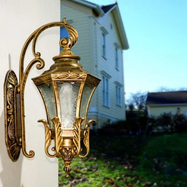 LED Wall Sconce Lighting Fixture Antique Wall Sconce Lantern External Waterproof Rustproof Aluminum Glass Lantern Wall Lamp Lantern Courtyard Garden Balcony Villa Decorative Lights