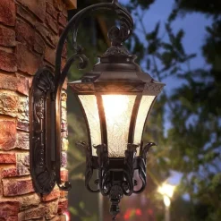 LED Wall Sconce Lighting Fixture Antique Wall Sconce Lantern External Waterproof Rustproof Aluminum Glass Lantern Wall Lamp Lantern Courtyard Garden Balcony Villa Decorative Lights