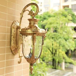 LED Wall Sconce Lighting Fixture E27 Antique Wall Sconce Lantern External Waterproof Rustproof Aluminum Glass Lantern Wall Lamp Lantern Courtyard Garden Balcony Villa Decorative Lights 110-240V
