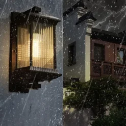 LED Wall Sconce Lighting Fixture Indoor Outdoor Lantern External Waterproof IP65 Rustproof Aluminum Glass Lantern Wall Lamp Lantern Courtyard Garden Balcony Villa Decorative Lights 110-240V