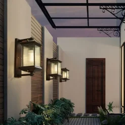LED Wall Sconce Lighting Fixture Indoor Outdoor Lantern External Waterproof IP65 Rustproof Aluminum Glass Lantern Wall Lamp Lantern Courtyard Garden Balcony Villa Decorative Lights 110-240V