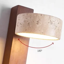 LED Wall Sconce Warm White Japanese Style Yellow Travertine Indoor Light with Pull Cord Switch Creative Wind Lamp Shade for Guesthouse Bedroom Living Room 110-240V