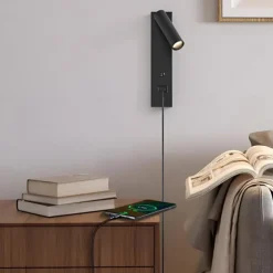 LED Wall Sconce with USB Charging Port Wall Mounted Reading Lamp Bedside Button Switch Wall Lighting Indoor Wall Lights