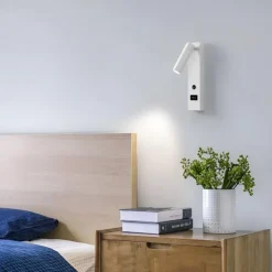 LED Wall Sconce with USB Charging Port Wall Mounted Reading Lamp Bedside Button Switch Wall Lighting Indoor Wall Lights
