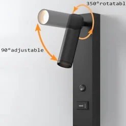 LED Wall Sconce with USB Charging Port Wall Mounted Reading Lamp Bedside Button Switch Wall Lighting Indoor Wall Lights