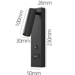 LED Wall Sconce with USB Charging Port Wall Mounted Reading Lamp Bedside Button Switch Wall Lighting Indoor Wall Lights