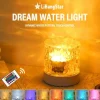 LED Water Ripple Ambient Night Light USB Rechargeable Rotating Projection RGB Crystal Table Lamp With Remote Control Dimmable Color Change For The Bedroom Bedside Playroom Children's Gifts