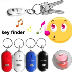 LED Whistle Key Finder Flashing Beeping Sound Control Alarm Anti-Lost Key Locator Finder Tracker with Key Ring