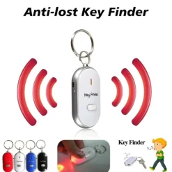LED Whistle Key Finder Flashing Beeping Sound Control Alarm Anti-Lost Key Locator Finder Tracker with Key Ring