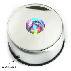 4LEDs Luminous Base Light Crystal Glass Transparent Objects Display Laser Colorful Round Stand Base for Cocktail