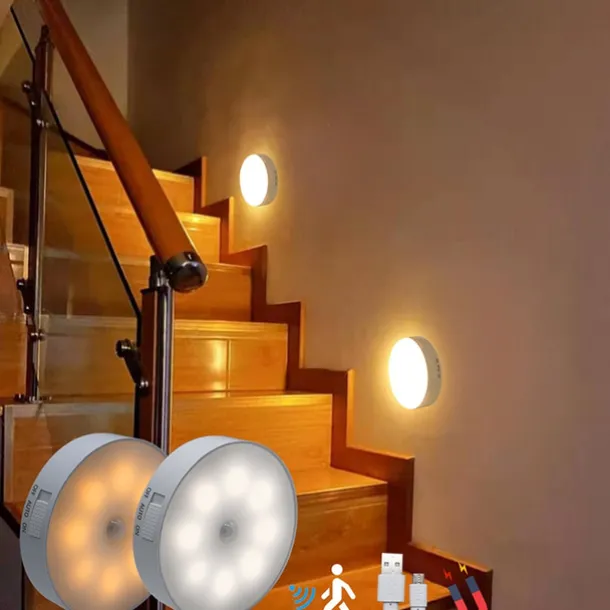 8LEDs Motion Sensor Light LED USB Night Light Kitchen Bedroom Stair Cabinet Hallway Closet Closet Night Light Charging Light