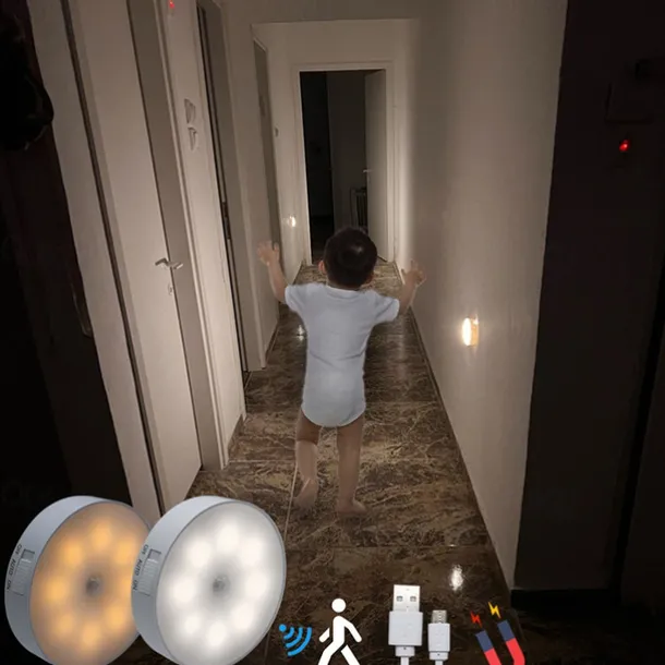 8LEDs Motion Sensor Light LED USB Night Light Kitchen Bedroom Stair Cabinet Hallway Closet Closet Night Light Charging Light
