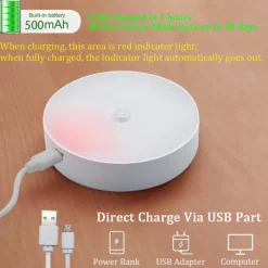 8LEDs Motion Sensor Light LED USB Night Light Kitchen Bedroom Stair Cabinet Hallway Closet Closet Night Light Charging Light