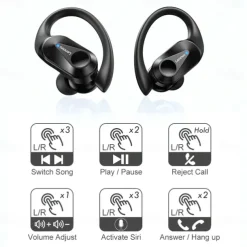 Lenovo LP75 True Wireless Headphones TWS Earbuds Ear Clip Bluetooth 5.2 IPX5 Deep Bass Long Battery Life for Apple Samsung Huawei Xiaomi MI Fitness Running Everyday Use Mobile Phone Car Motorcycle