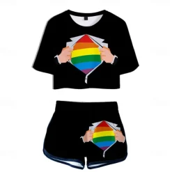 LGBT LGBTQ Rainbow Flag Outfits T-shirt Shorts Rainbow Graphic For Women's Adults' Carnival Masquerade 3D Print Pride Parade Pride Month