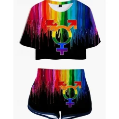LGBT LGBTQ Rainbow Flag Outfits T-shirt Shorts Rainbow Graphic For Women's Adults' Carnival Masquerade 3D Print Pride Parade Pride Month