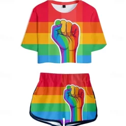LGBT LGBTQ Rainbow Flag Outfits T-shirt Shorts Rainbow Graphic For Women's Adults' Carnival Masquerade 3D Print Pride Parade Pride Month