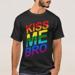 LGBT LGBTQ T-shirt Pride Shirts Rainbow Kiss Me Bro Funny Lesbian Gay For Couple's Unisex Adults' Masquerade Hot Stamping Pride Parade Pride Month