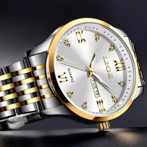 LIGE Men Quartz Analog Wrist Watch Simple Casual Strainless Steel Date Display Classic Fashion Watch Relogio Masculino