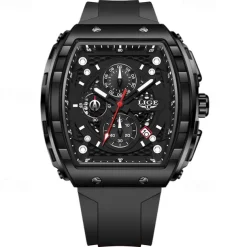 LIGE Men Quartz Watch Sports Business Calendar Waterproof Plastic Silicone Strap Watch